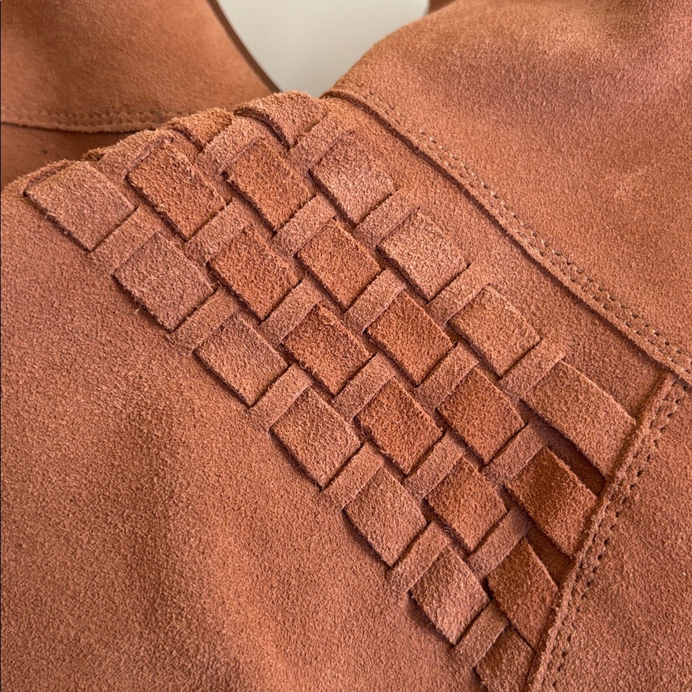 farylrobin Anthropologie Tan Suede Slouchy Foldover Heeled Ankle Boot Size 8 - Picture 11 of 15